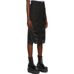 Sacai 5917 Black Cotton/Nylon A-line Zipper Midi Tight Skirt, size 3
